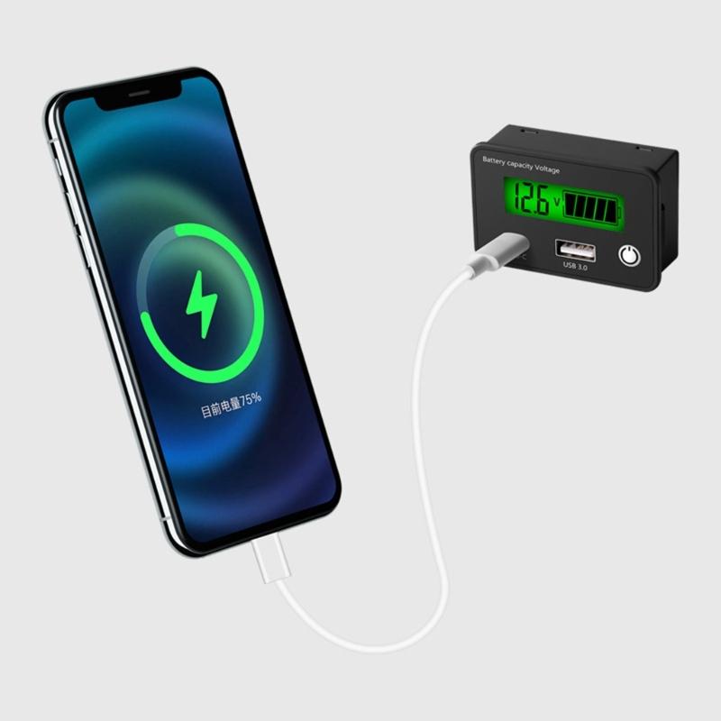 Verbessertes Batteriekapazitäts-Spannungsmessgerät mit Alarm 12V 24V Säurebatterie Lithiumbatterie Messgerät für die meisten Autos-