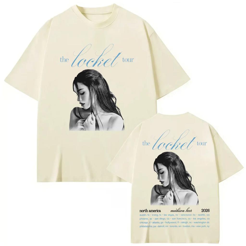 Singer Madison Beer The Locket Tour 2026 Graphic T Shirts Fashion Aesthetic Oversized Tshirts Unisex Women Casual Cotton Tshirt