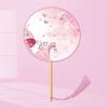 Chinese Fan with Pendant Handhelds Inks Painting Fan Tassels Round Silk Fan