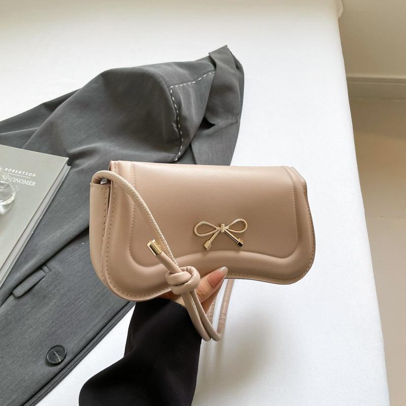 

Sweet bow shoulder bag trendy new trendy fashion solid color design casual portable small square bag хакі