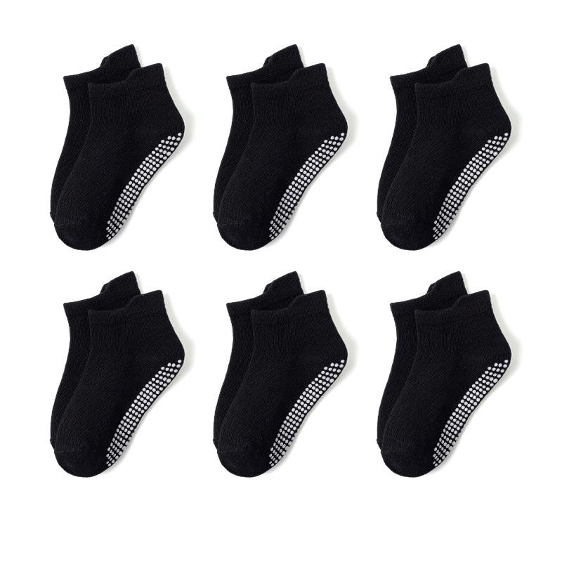 6 Pairs 1 Bag Baby Casual Cotton Crew Socks Kids Floor Socks With Non-Skid for Baby Anti Slip Socks Custom Packaging