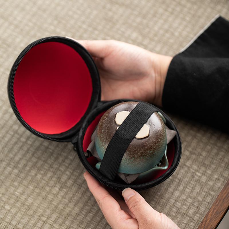 1 Set, Handmade Kung Fu Ceramic Teapot and Tea Cup Set for Travel, Office, Living Room, Camping - Portable and Creative Gift