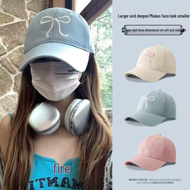 Versatile Large Head Baseball Cap: Solid Color, Deep Crown, Wide Brim, Embroidered Letter Design
