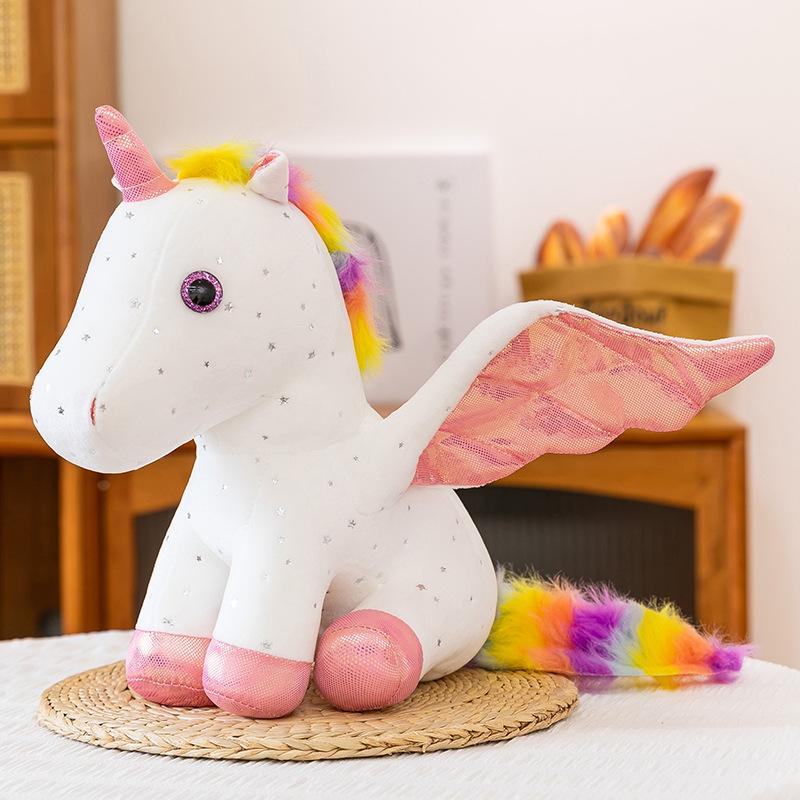 Colorful Unicorn Plush Toy Cute Rainbow Pony Doll Children Accompany Pillow