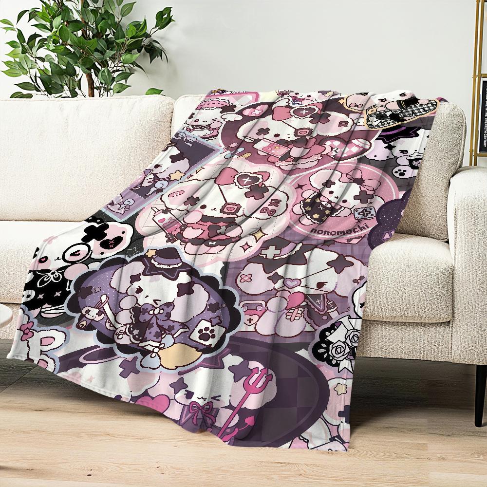 cute dog cartoon nonomochi pink Blanket Flannel warm comfort soft plush blanket for sofa living room office bedroom travel gift