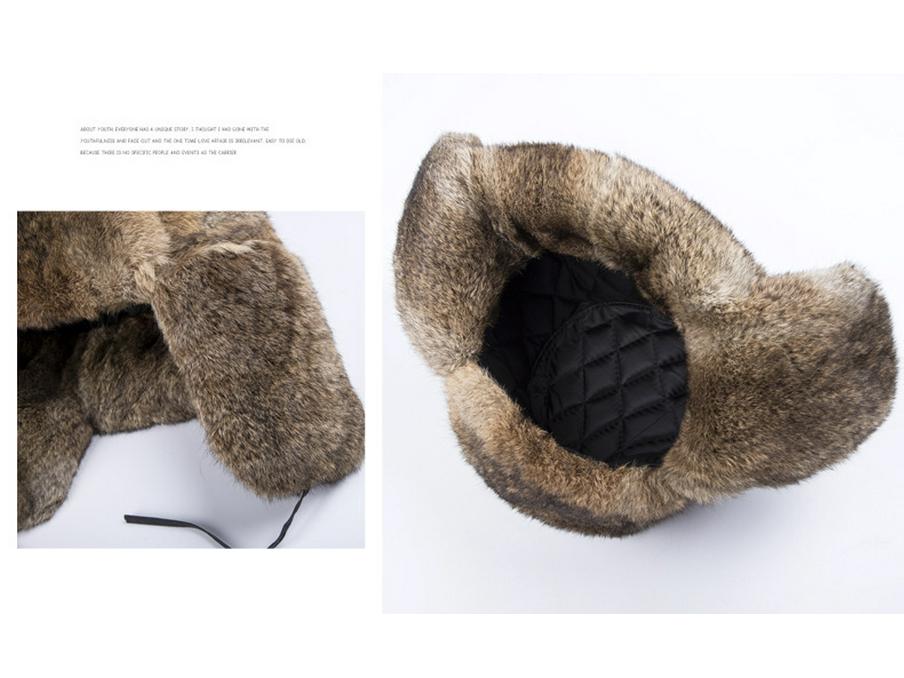 Cappello Invernale da Uomo in Pelliccia di Coniglio Lei Feng con Protezione per le Orecchie - Cappello Caldo Spesso da Esterno in Cotone per Mezza Età & Anziani