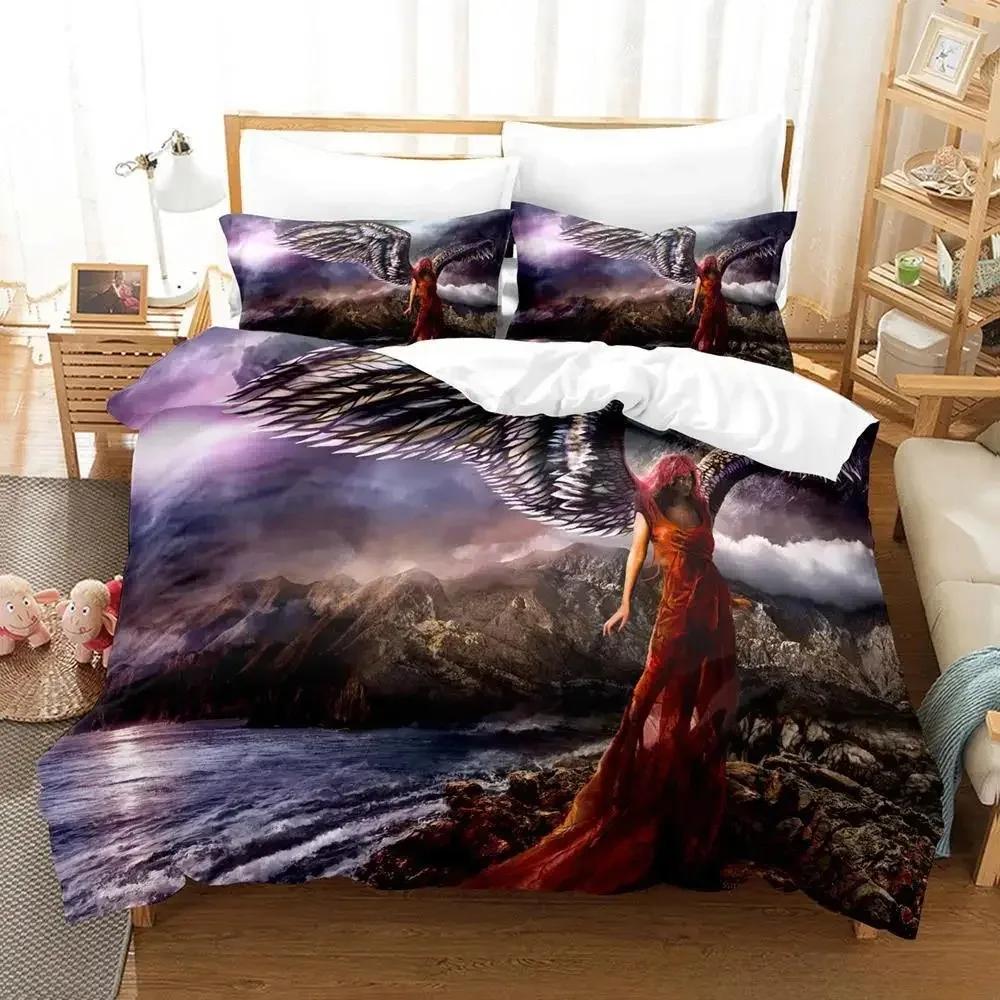 3D Fantasy Angel All Season Guardian Angel Printed Bed Set Duvet Cover Pillowcase Bedding Set Bed Linen Sheet Quilt Cover Full