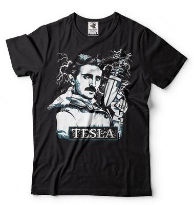 T-shirt Nikola Tesla T-shirt Pistola Elettrica Tesla Maglietta Divertente da Uomo Maglietta Tesla