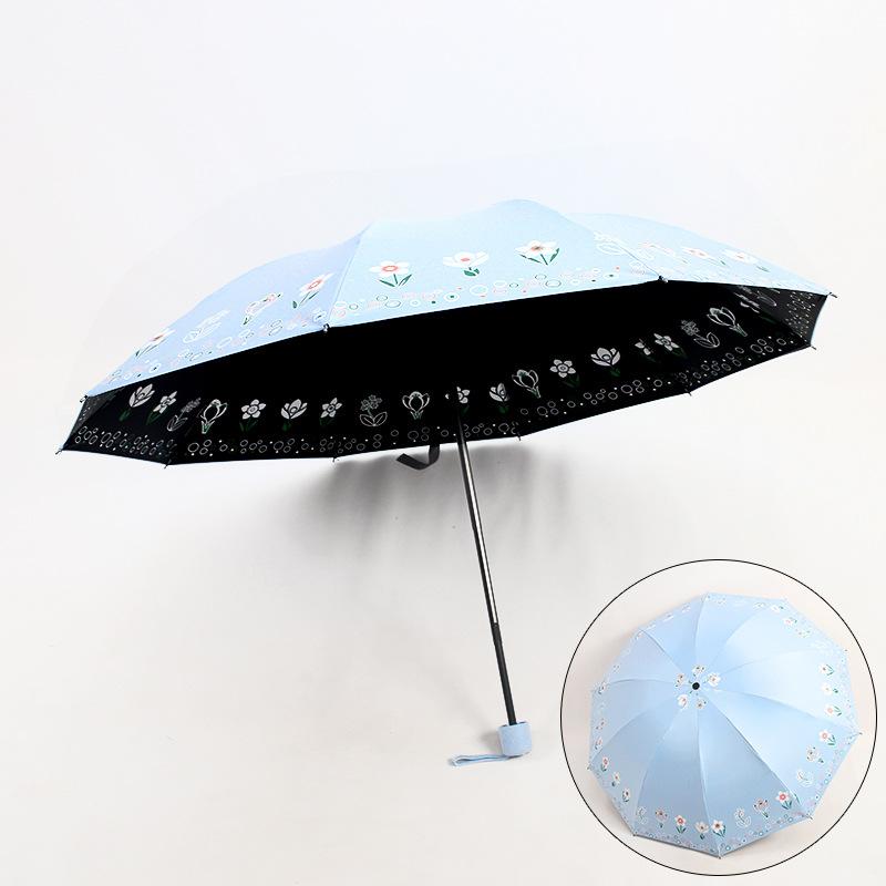 Ten-bone sunshade flower double-sided printed flower umbrella large folding umbrella outdoor small fresh weather and rain sun umbrella sun umbrella