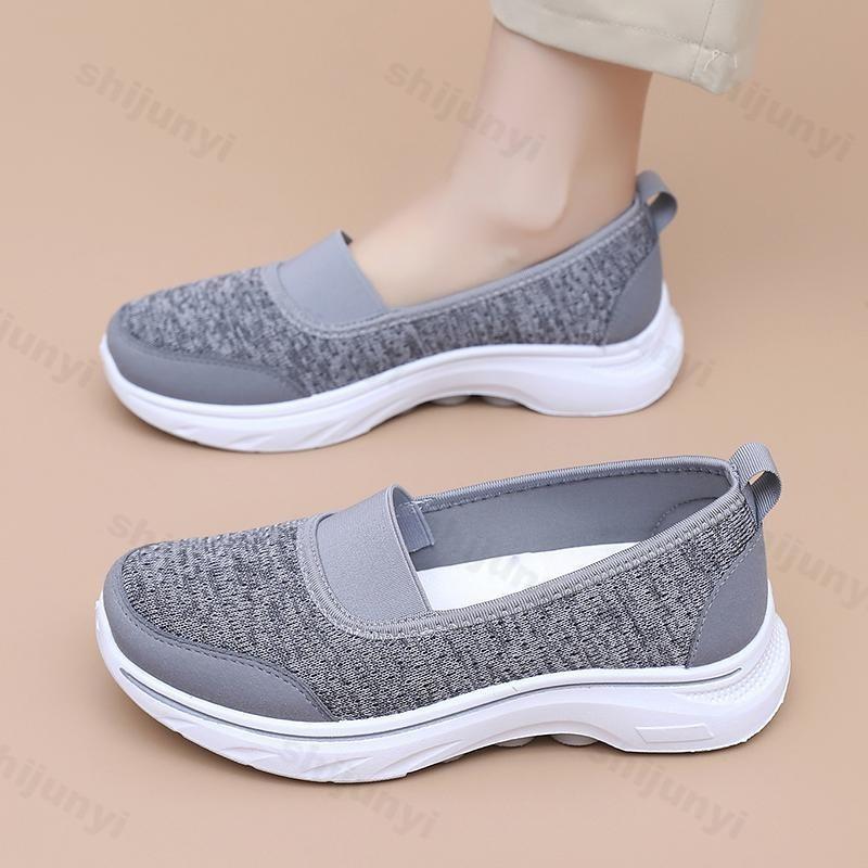 

Fashion 2025 New Women s Casual Shoes Breathable Mesh Flat Shoes Women Comfortable Lightweight Thick-Soled Autumn Non Slip Women s Shoes 41 серый