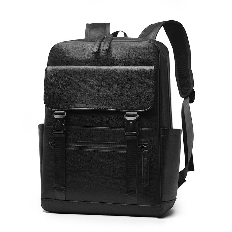 Men's PU Backpack Waterproof Large Capacity Business Commuting Computer Backpack Student School Bag