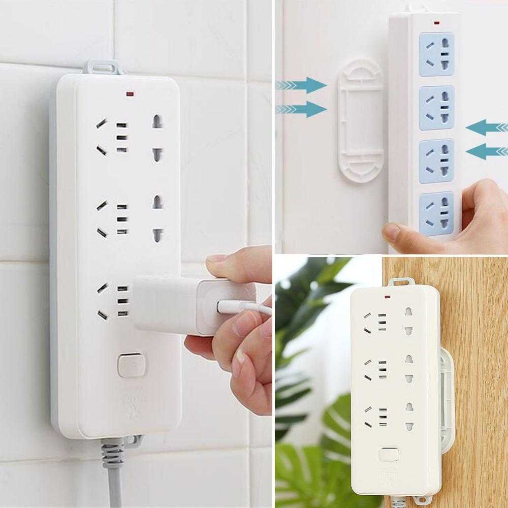 Self-adhesive Wall-mounted Hook Charging Socket Shelf Storage Holder Organizer Fixer Powerful Traceless Cable Seamless Strip