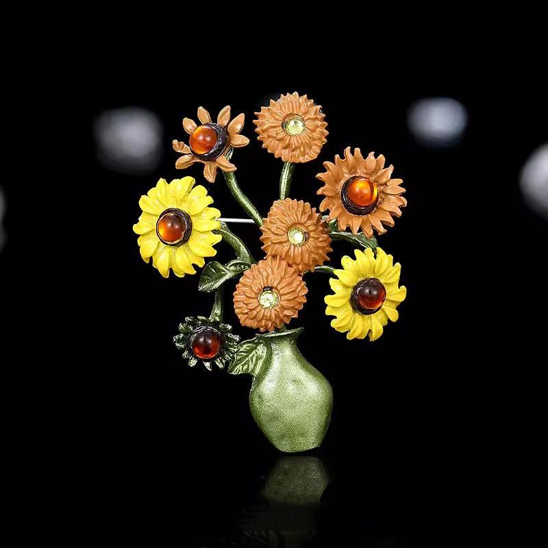 

Винтажная брошь Van Gogh Sunflower Brooch, женская брошь Niche Design, булавка, аксессуары для блейзера