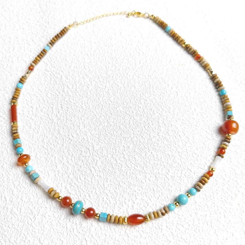 Handmade High-End Beaded Necklace: Versatile, No-Fade Natural Stone Design for Women