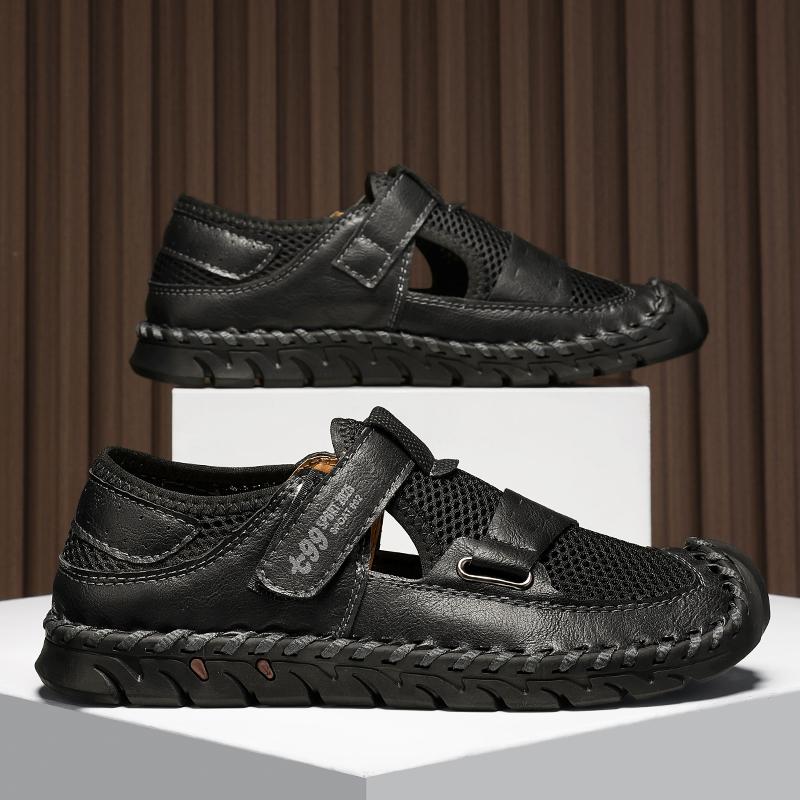 

Летние мужские сандалии из натуральной кожи, мужская повседневная обувь, уличные мужские кожаные сандалии для мужчин, пляжная обувь, римская мужская обувь 48