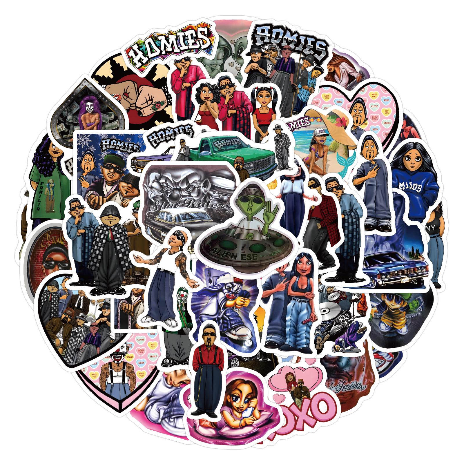 60 American Homies Graffiti Waterproof Stickers for Cars, Luggage, Guitar, Water Cup