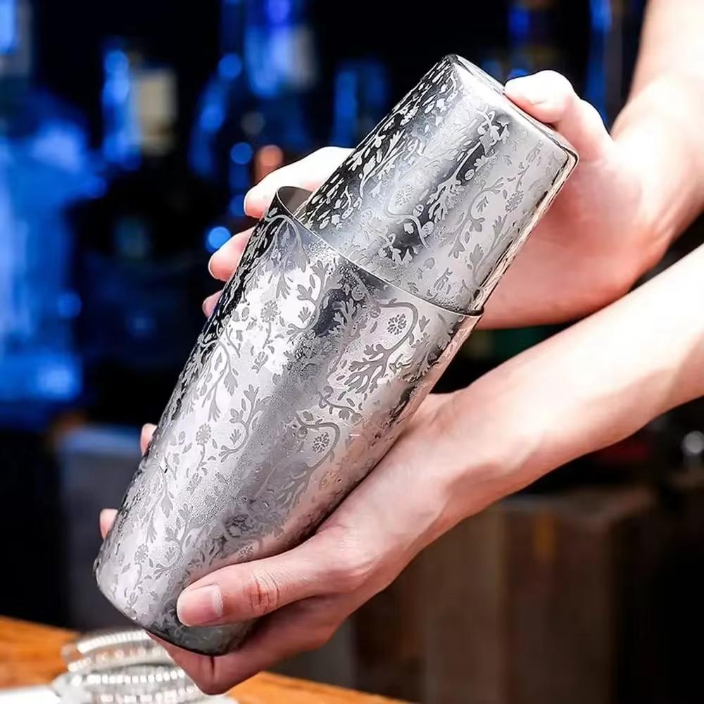 Etched Boston Cocktail Shaker Bar Tins Stainless Steel Bartender Kit Engraved Mixing Shaker Set Bar Tools