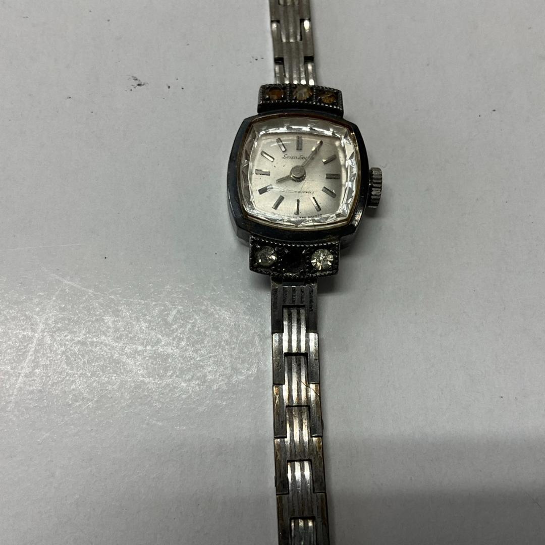 Used SEIKO Seiko ladies watch silver square bijou