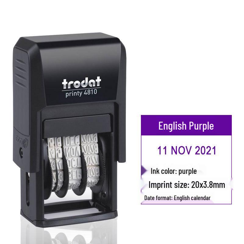 Zhuoda 4810 Automatic Self-Inking Date Stamp, 3.8MM Characters, Adjustable for Chinese & English Dates