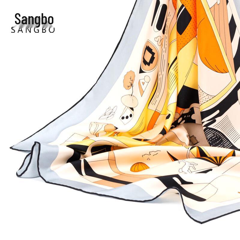 SANGBO Blooming Youth 9090 Mulberry Silk Twill Scarf