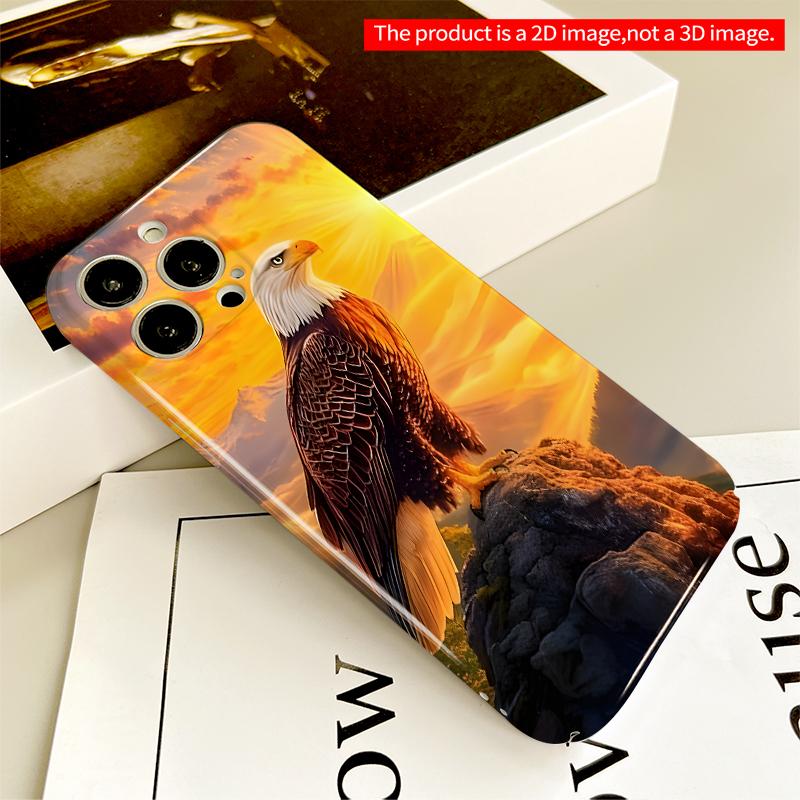 2DFlat Bald Eagle at Sunset Perched on Rock All inclusive film hard iPhone case, compatible with iPhone 18 Pro Max 17 16 15 14 13 12 11