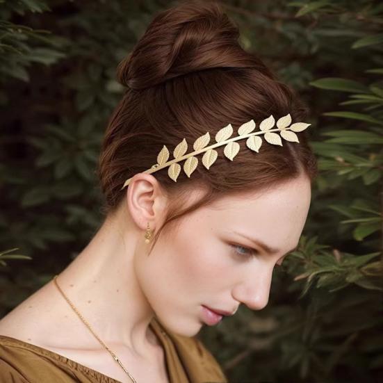 Women Headband Sparkling Leaf Design Golden Headband Dress Up Girl Hair Hoop Lightweight Festive Hair Accessory