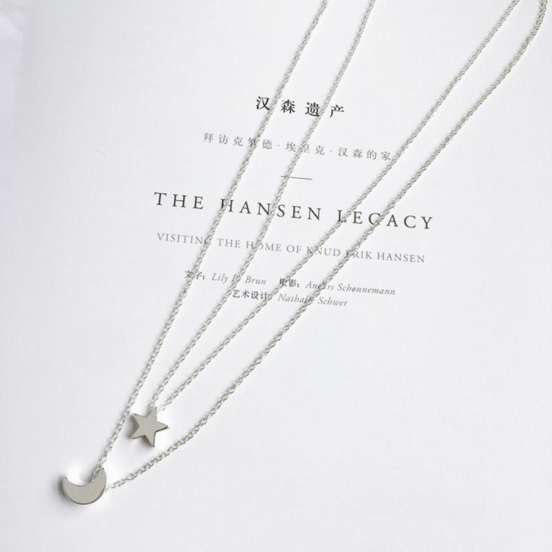 Golden Moon Star Heart Pendant Necklaces Crescent Pendant Chokers Necklaces For Women Round Circle Jewelry