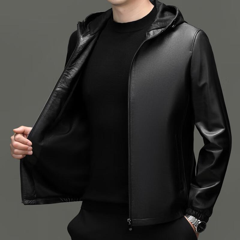 Elete Men's Hooded Lambskin Leather Jacket
