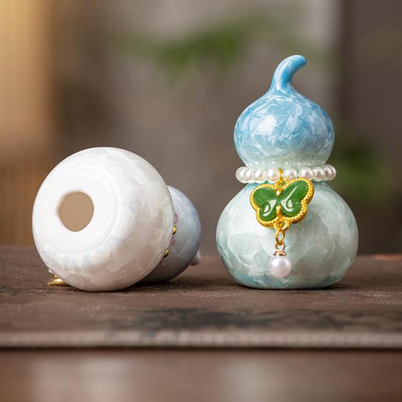 Crystal Glazed Mini Gourd Colorful Fortune Home Decorations Tea Playing Ornament Gift Chinese Style Tea Ceremony Accessories
