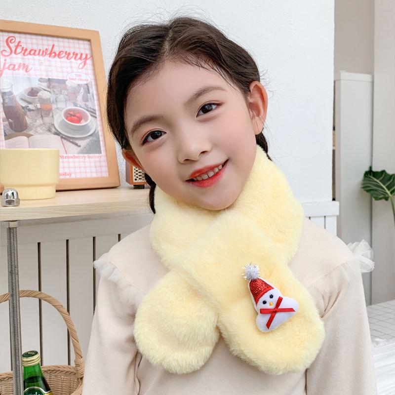 Children's Cute Cartoon Plush Neck Gaiter - Imitation Rabbit Fur, Warm and Versatile for Autumn and Winter