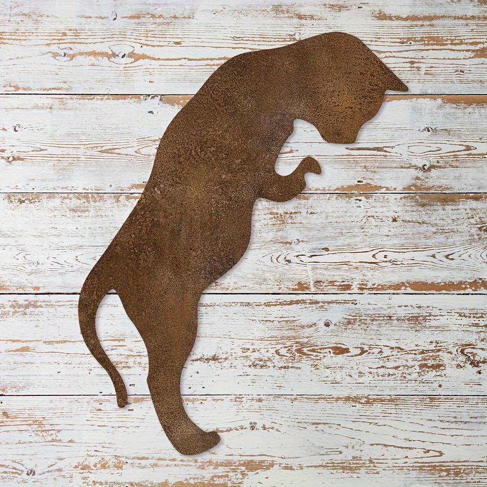 Rustic Rusty Metal Cat Garden Statue, Classic Outdoor Yard Decor