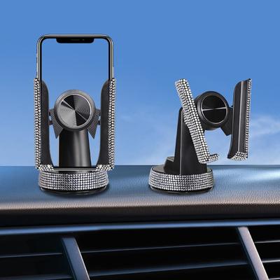 Diamond Crystal Car Cell Phone Holder Car Suction Cup V Type Phone Gravity Support Auto Clamping Navigation Special Bracket