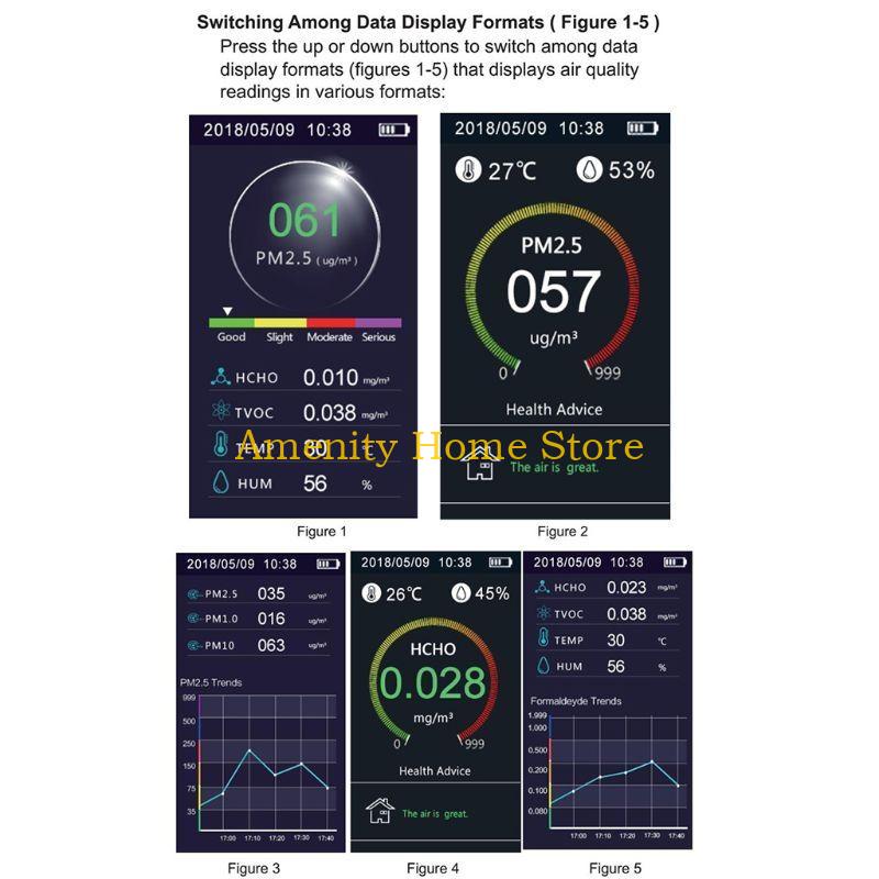 

F26C Air Quality Monitor Detect PM2.5 HCHO/TVOC AQI Gas Pollution Tester for Home China Mainland
