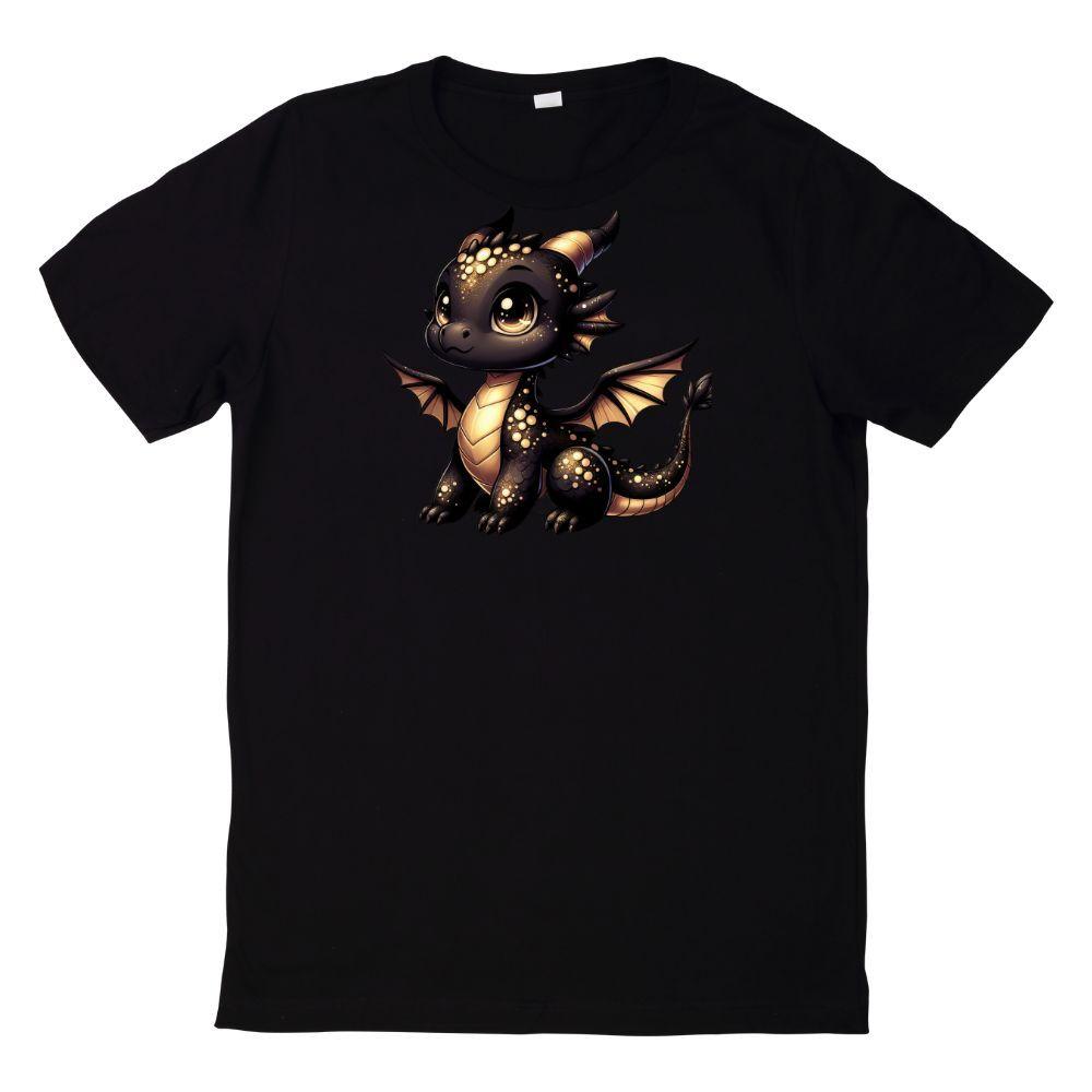T-Shirt Cute Baby Dragon In Black and GoldWill Open In a New Window or Tab