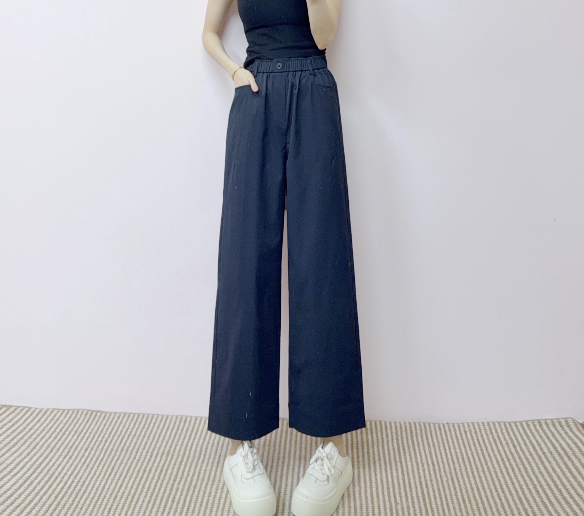 

2026 Spring/Summer Casual Korean Style High-Waisted Slimming Wide-Leg Pants Size 28 (100-110 lbs) темно-синий