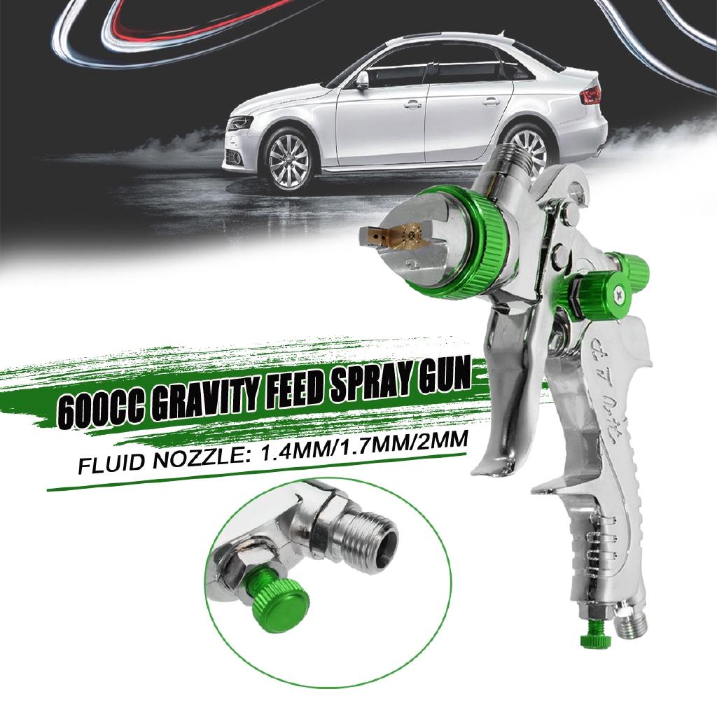 Professional Gravity Feed HVLP Spray Gun with 3 Fluid Tips 1.4mm, 1.7mm, 2.0mm