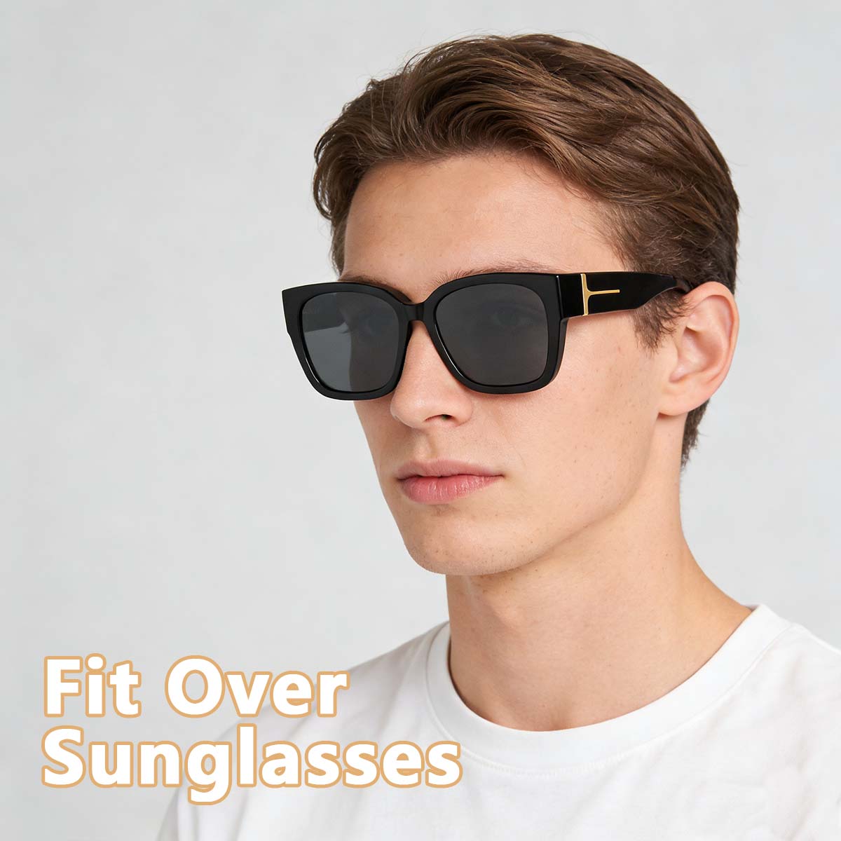 

1PC Wraparound Fitover Glasses Wear Over Sunglasses for Men Women UV Protection Sun Glasses T04 чёрный