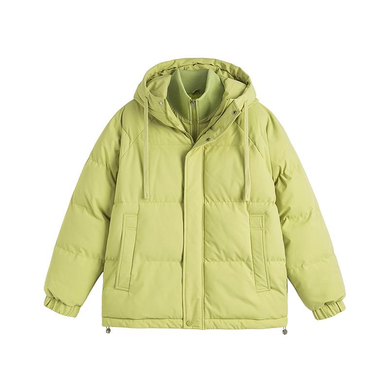 

Winter fake two-piece cotton-padded jacket men s loose cotton-padded jacket couple solid color hooded thickened cotton-padded jacket 4XL