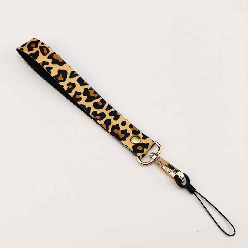 Univerzální nastavitelná dlouhá šňůrka na telefon s leopardím vzorem Krátký řemínek na zápěstí Jednoduchý a stylový Diagonální popruh Zabraňuje ztrátě