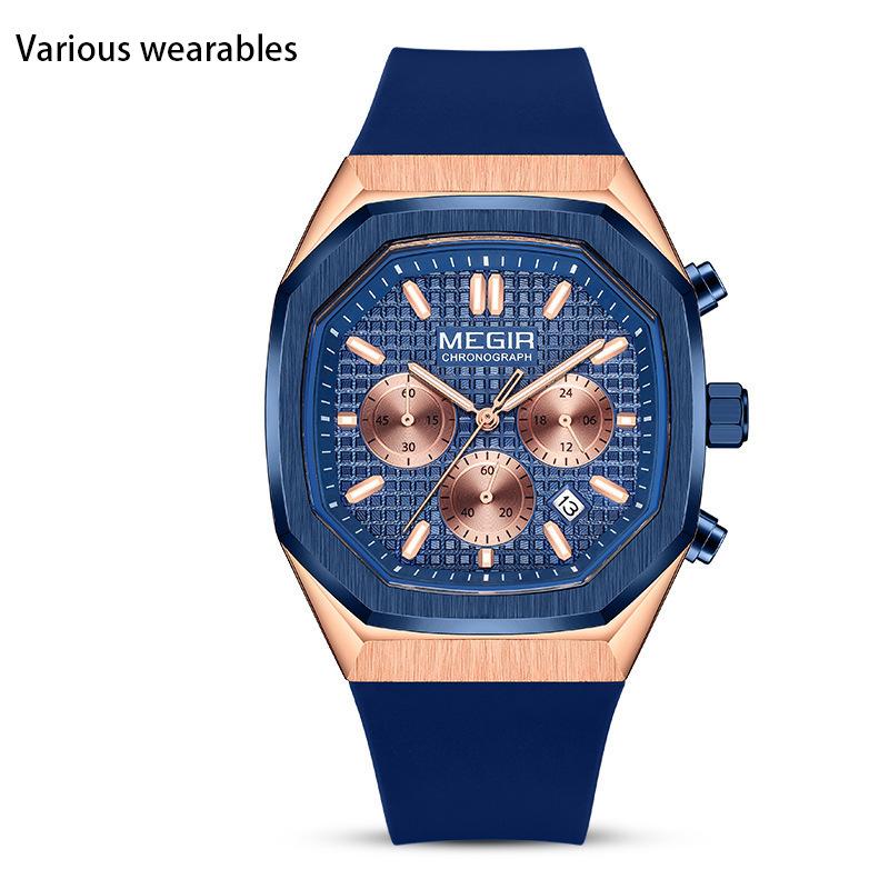 New Men's Three-eye Six-pin Fashionable Multifunctional Luminous Waterproof Watch