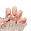 Hand-Painted Christmas & New Year Cat Nails: Dazzling French Glass Beads