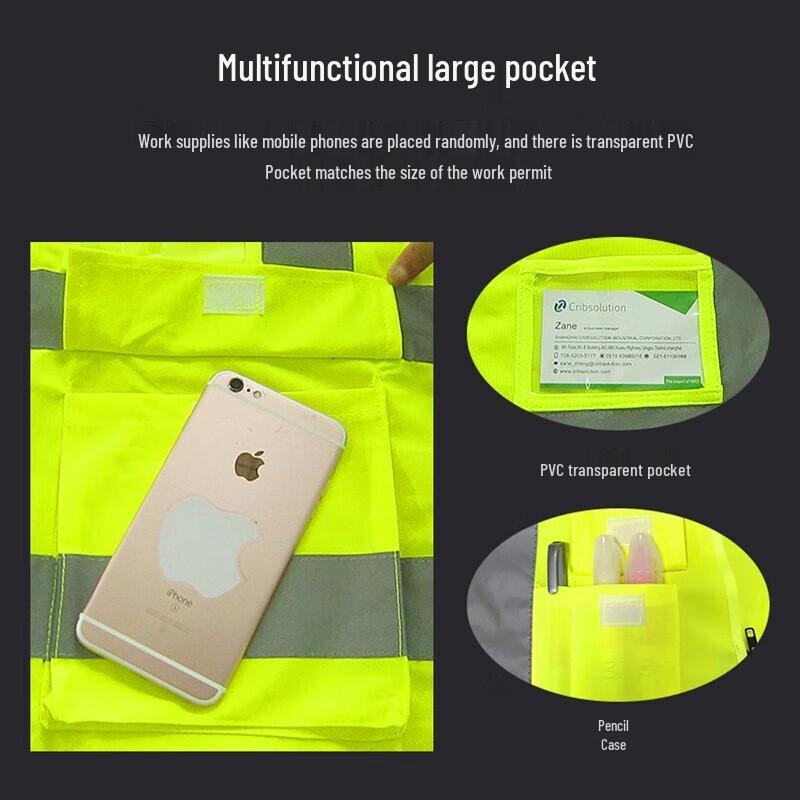 Reflective Safety Vest with Multiple Pockets