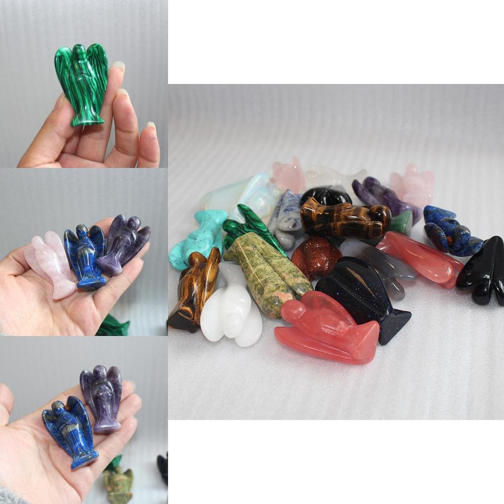 Exquisite Natural Gemstone Healing Crystal Carved Pocket Guardian Angel For Home Decor Gift