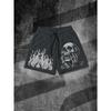 European and American Men's Summer Flame Skull Print Comfortable and Breathable Drawstring Shorts for Outdoor Leisure Vacation