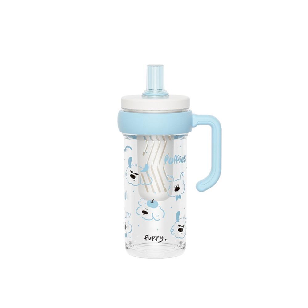 

с трубочкой пластиковая бутылка для воды большой емкости спортивная бутылка мультяшная чашка для молочного чая путешествия синий