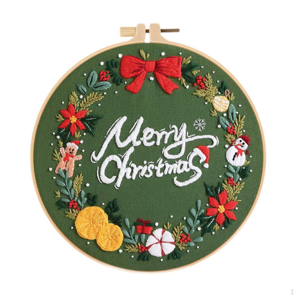 Christmas Embroidery Kit Craft Set Material Package Needlepoint Cross Stitch Kits for Beginners