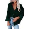 Womens Casual V Neck Long Sleeve Button Corduroy95%polye Casual Blouse Coat Tops