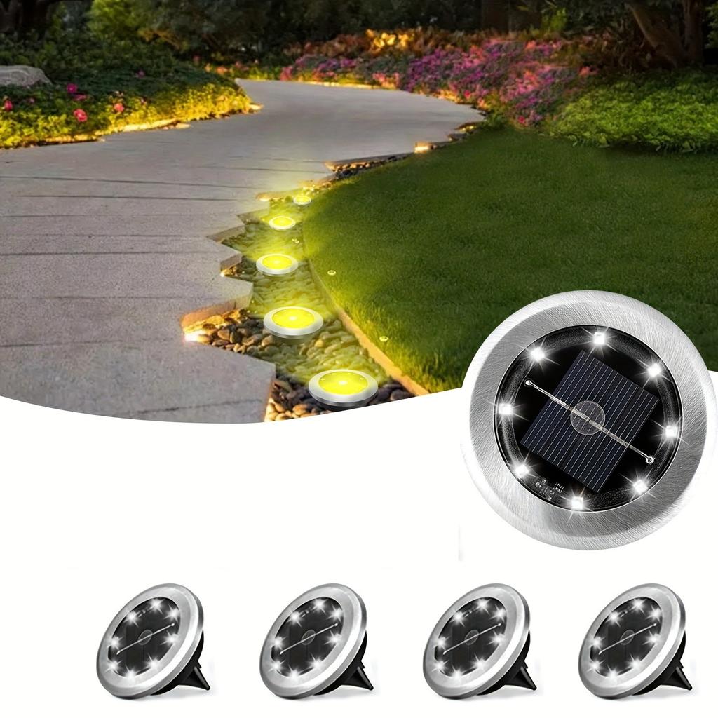 Solar Ground Spotlight Geo Lights,Outdoor Landscape Lights,LED Rotating Disc Lights,Garden Lawn Lighting,Floor Lamp, Pathway Yard Walkway Patio Lawn