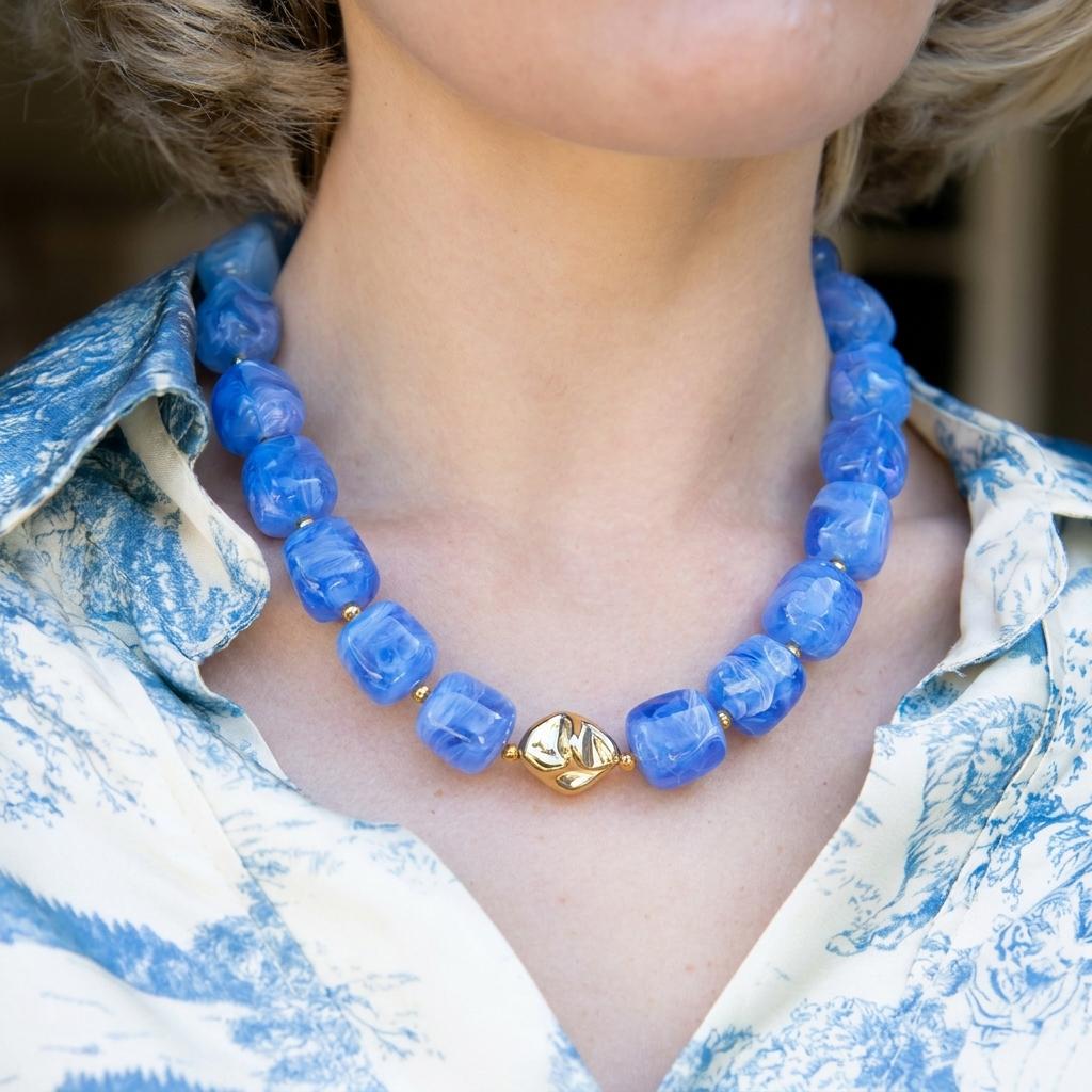 Boho Colorful Acrylic Resin Beaded Choker Necklace For Women Vintage Dopamine Statement Chain On the Neck Party Holiday Jewelry