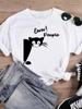 Women Graphic Tee Top Casual Female Cartoon Fashion Print Short Sleeve Cat Face Lovely 90S Tshirts Summer T Shirt T-Shirt